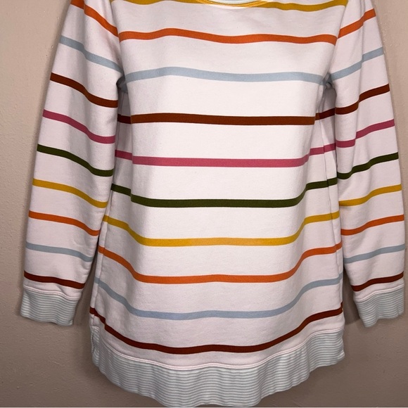XS Lands End Striped Sweatshirt Long Sleeve Preppy Rainbow Colorful - Picture 3 of 14
